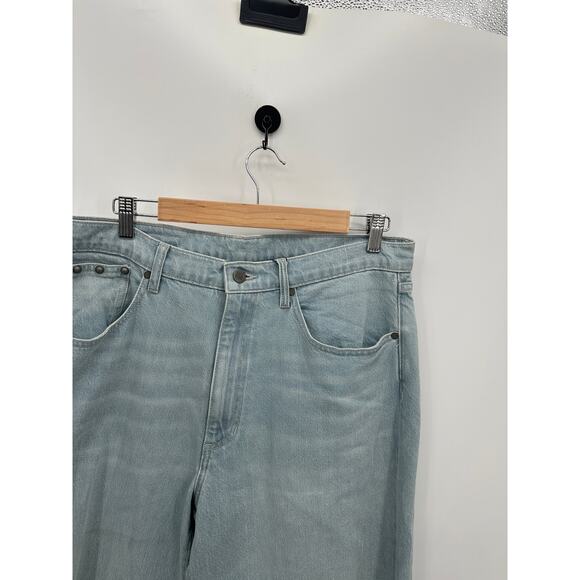 Oak & Acorn Jeans Women 34 Light Wash Loose Fit Organic Cotton Ankle High Rise - Picture 6 of 9